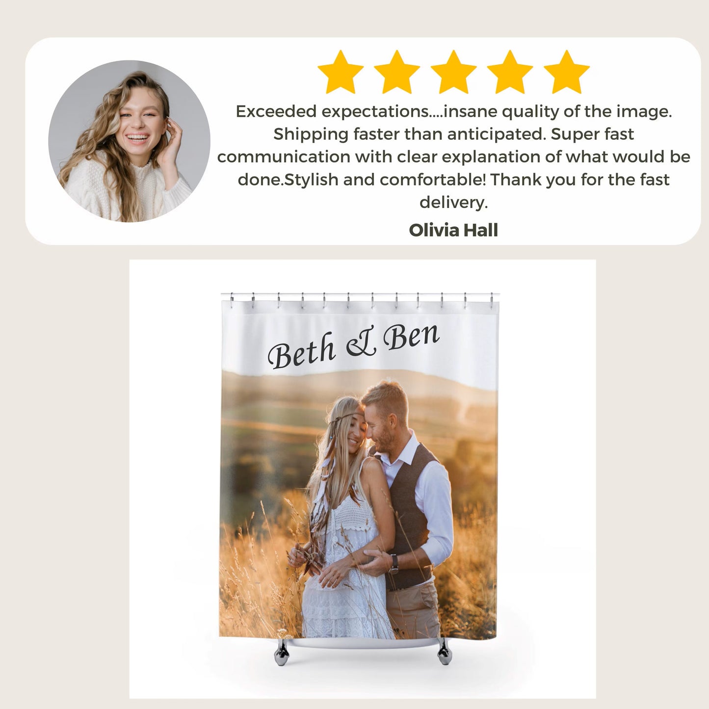 Custom Photo Shower Curtain – Personalized Waterproof Fabric from Your Picture