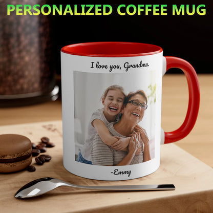 custom photo mug with text and image design