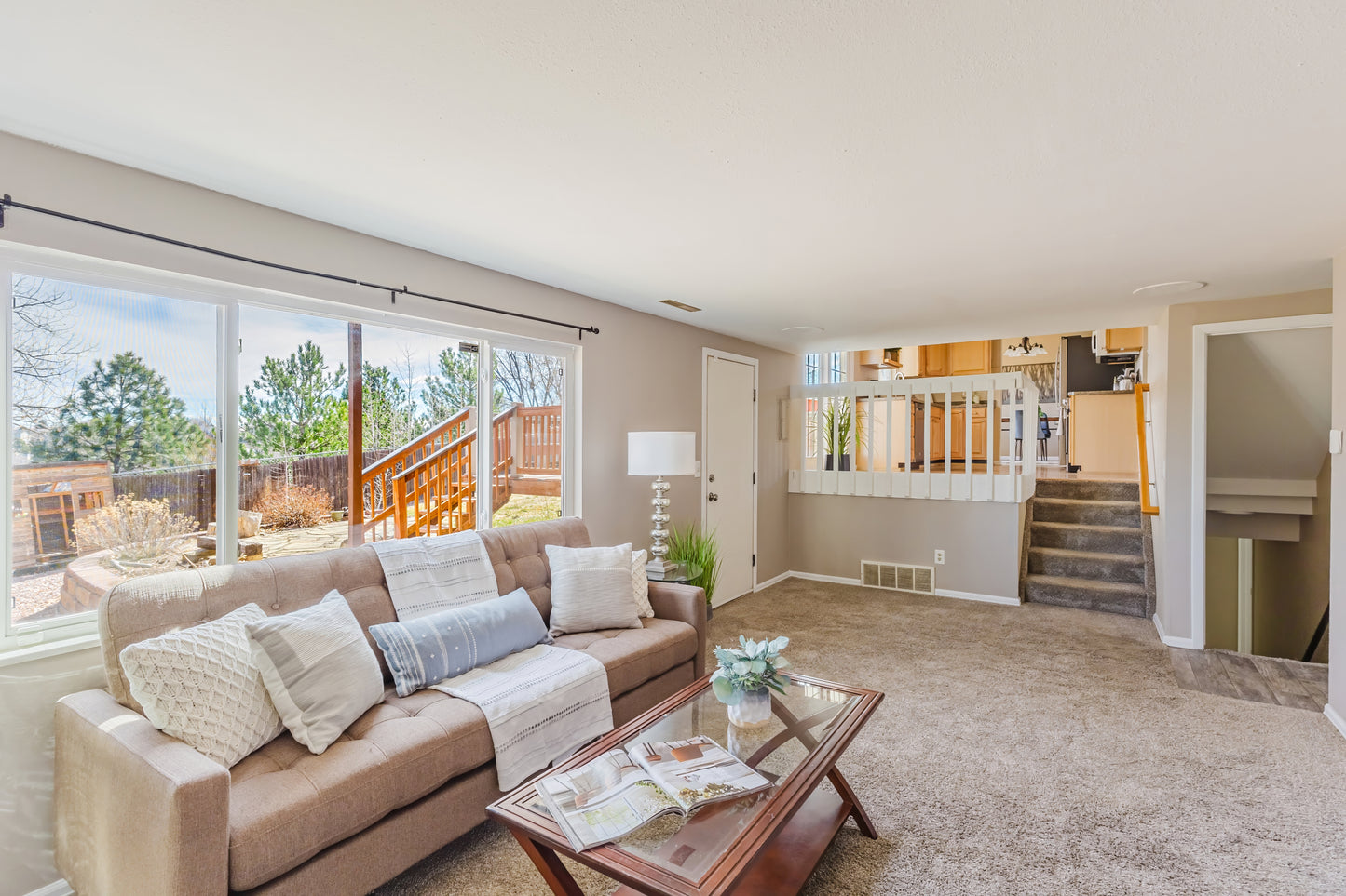 Real Estate Office Desk Mat | Staged Living Room Interior Photo