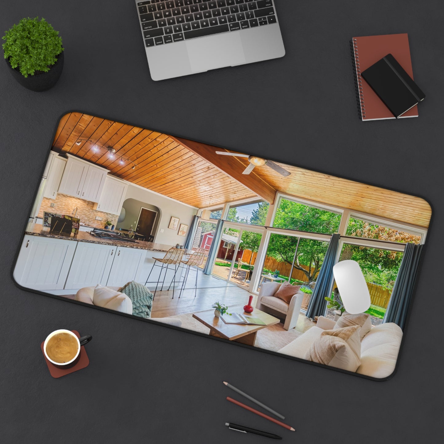 Mid-Century Modern Open Concept Home Interior Desk Mat | Premium Workspace