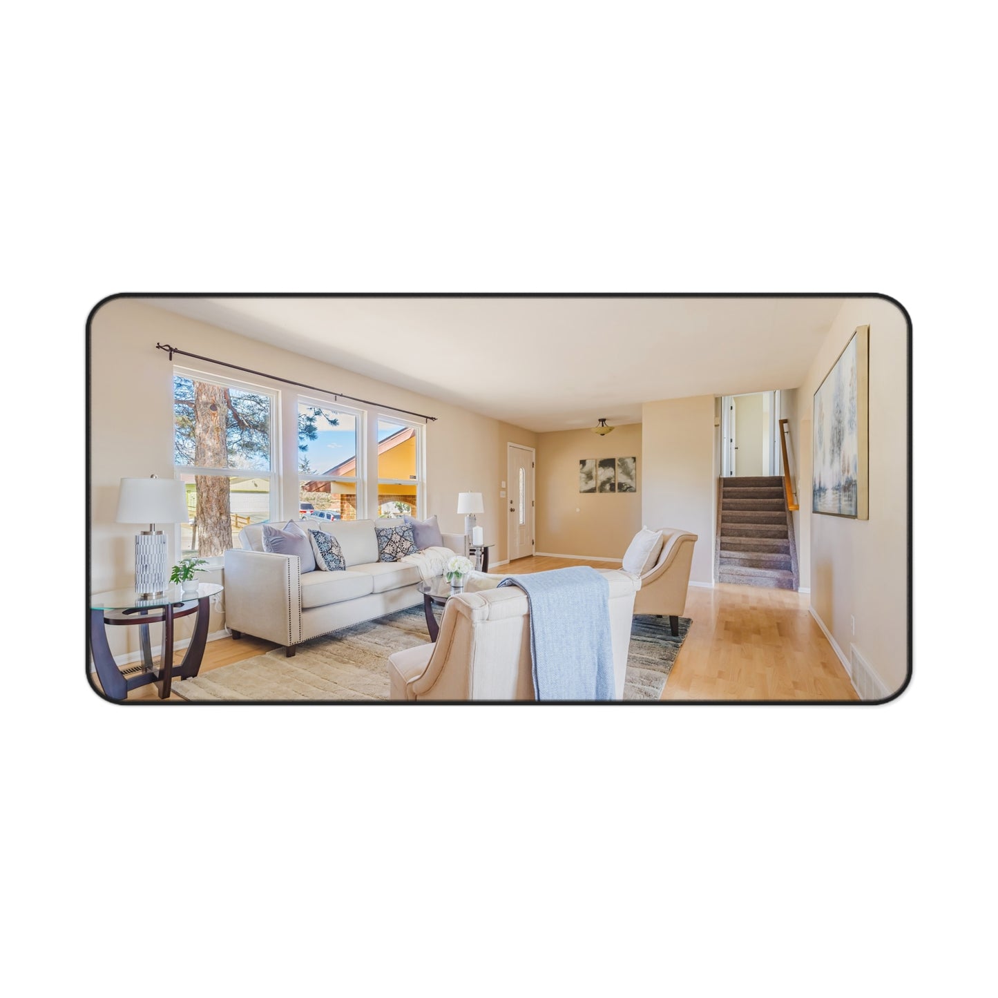 Modern Living Room Interior Desk Mat - Real Estate Decor