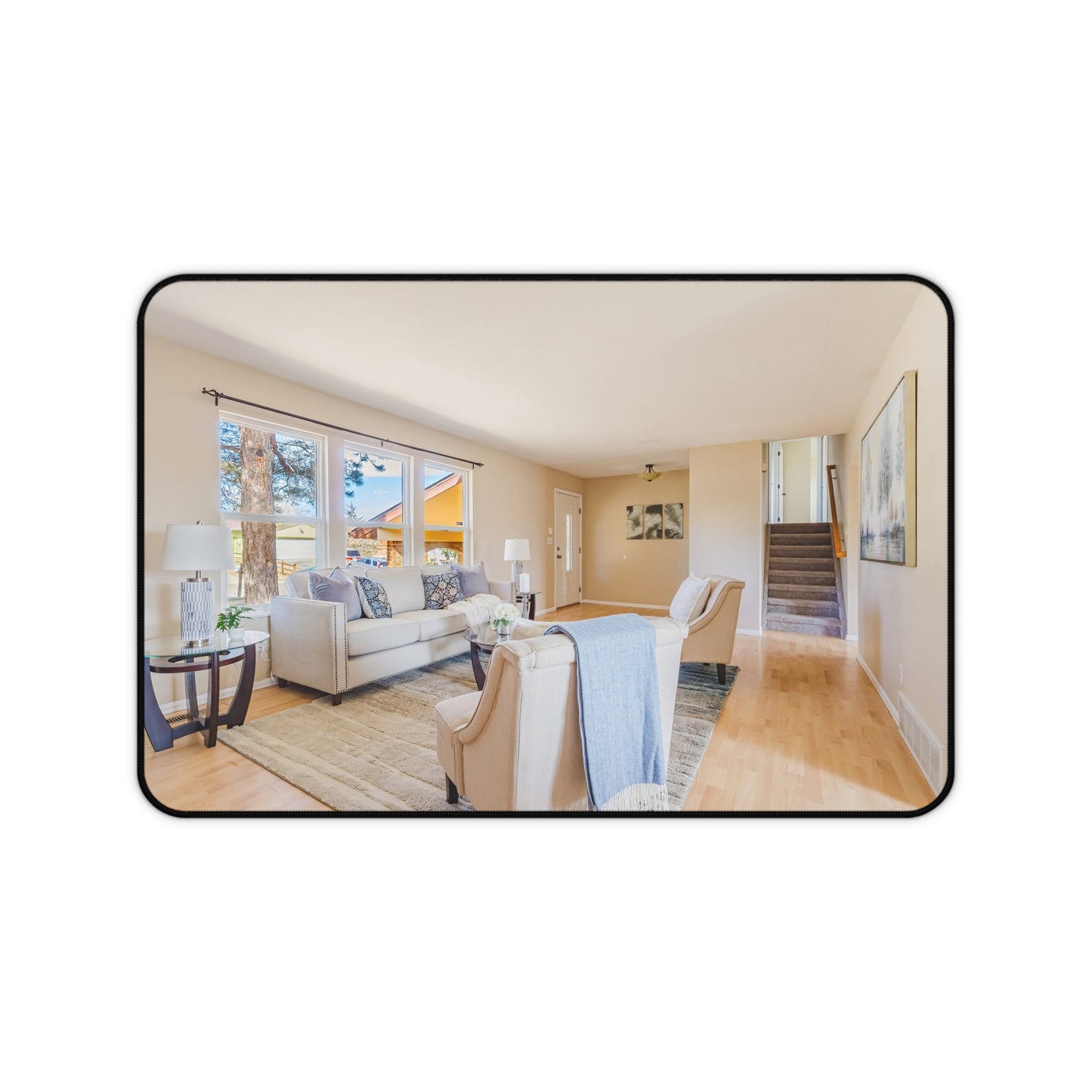 Modern Living Room Interior Desk Mat - Real Estate Decor