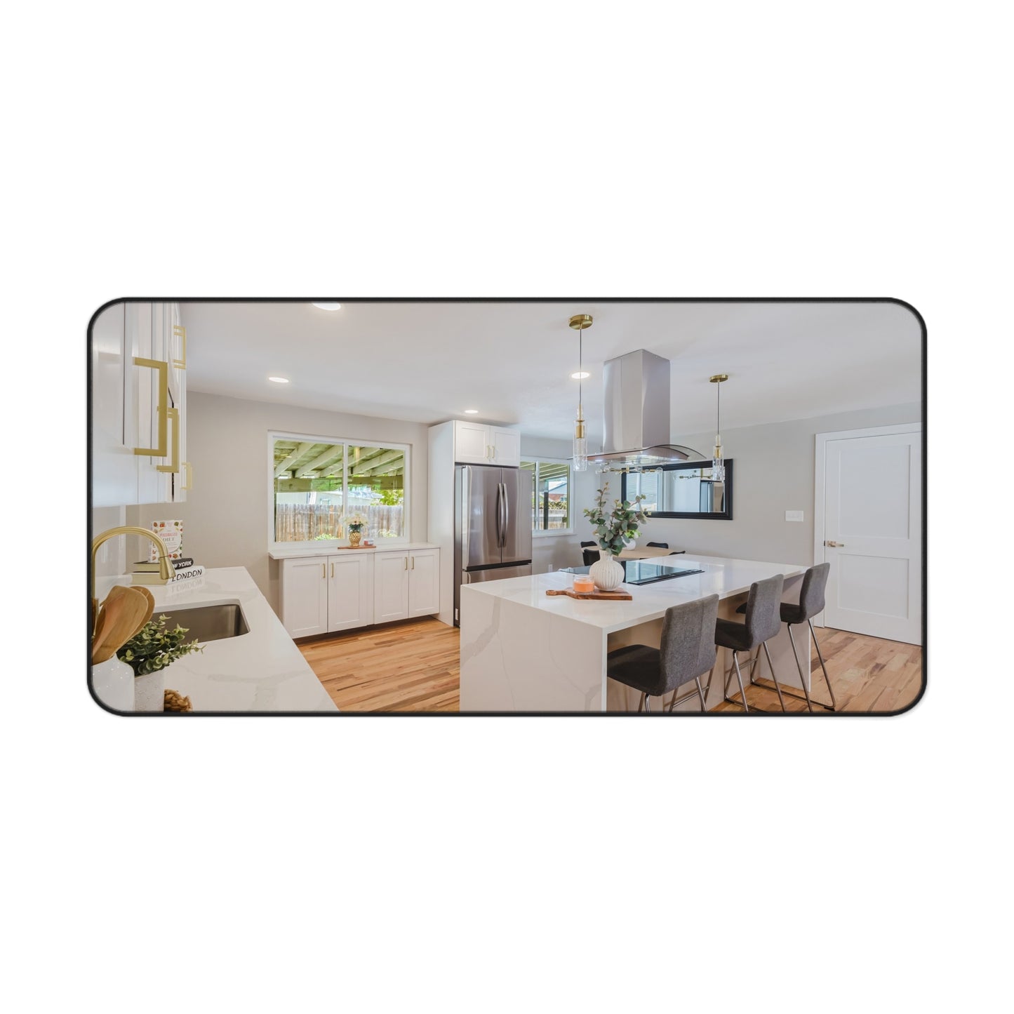 Modern White Kitchen Aesthetic Desk Mat | Luxury Interior Desk Pad