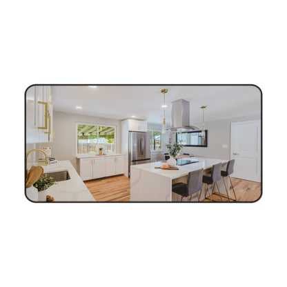 Modern White Kitchen Aesthetic Desk Mat | Luxury Interior Desk Pad
